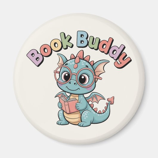 Aimant Dragon Lecteur Book Buddy Pastel (Devant)