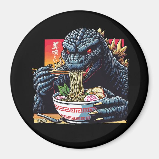 Aimant Dragon mangeant des ramen  (Devant)