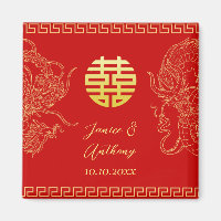 Dragon mariage chinois en or rouge et phoenix