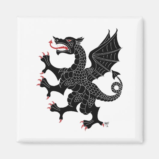 Aimant Dragon Rampant Sable (Devant)