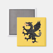 Aimant Dragon Rampant Sable (Recto/Verso)