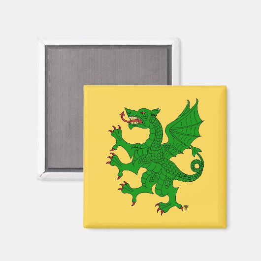 Aimant Dragon Rampant Vert (Recto/Verso)