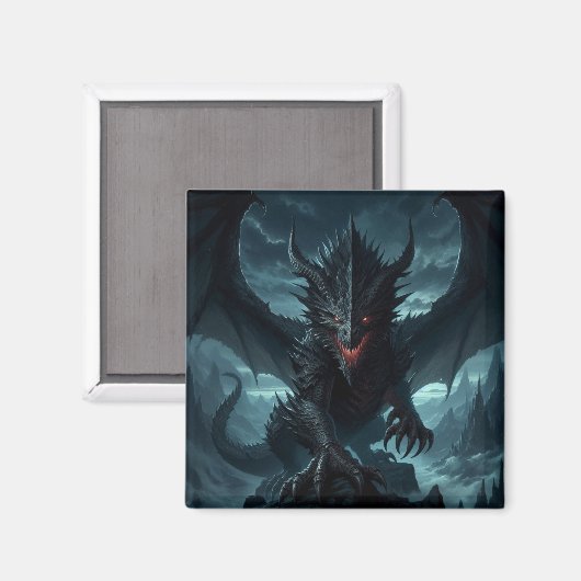 Aimant Dragon sombre et médiéval (Recto/Verso)