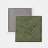 Aimant Dragon Star - Embossée en cuir vert (Recto/Verso)