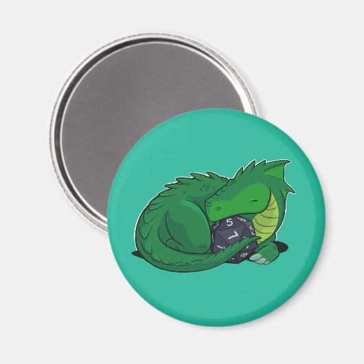 Aimant Dragon vert D20 (Recto/Verso)