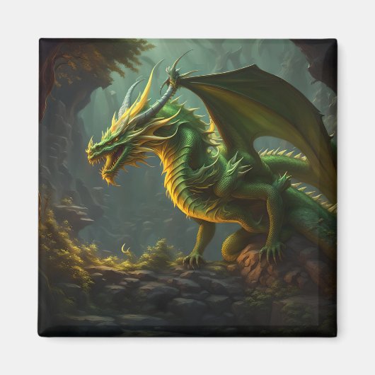Aimant Dragon Vert et Jaune (Devant)