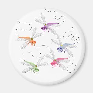 Aimant Dragonflies Whimsical Cartoon Art