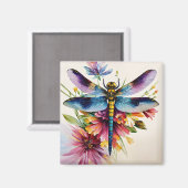 Aimant Dragonfly Floral Multicolor Art (Recto/Verso)