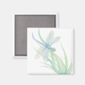 Aimant Dragonfly originale en bleu et vert (Recto/Verso)