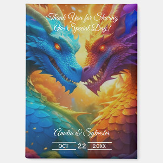 Aimant Dragons colorés en Love Mariage Merci