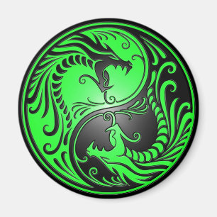 Aimant Dragons, vert et noir de Yin Yang