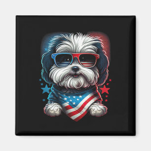 Aimant Drapeau 4 juillet Patriotique Havanais Dog Us