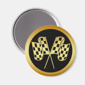 AIMANT DRAPEAU À DAMIERS OR ET NOIR (Recto/Verso)