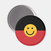Aimant Drapeau aborigène australien avec visage sourire (Recto/Verso)
