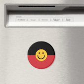 Aimant Drapeau aborigène australien avec visage sourire (In Situ (Lave-vaisselle))