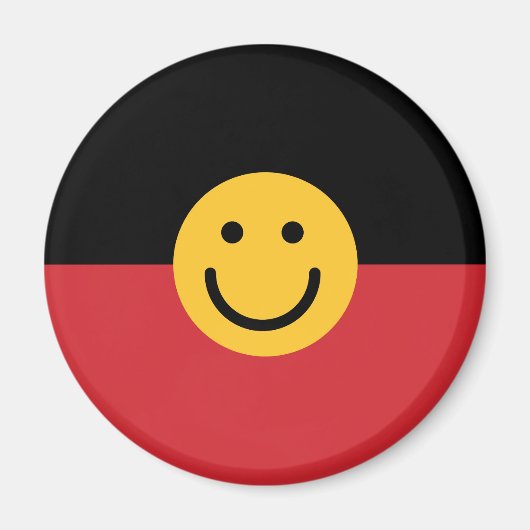 Aimant Drapeau aborigène australien avec visage sourire (Devant)