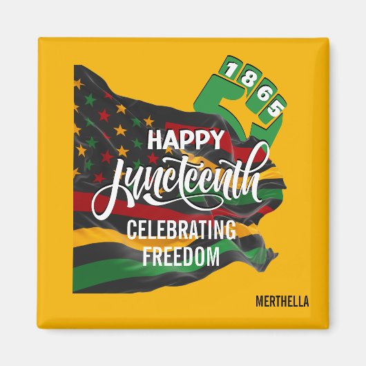 Aimant Drapeau afro-américain jaune de la fête JUNETEENTH (Devant)