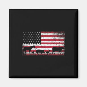 Aimant Drapeau américain 4 juillet Cheval de poulet Cow C