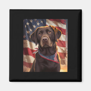 Aimant Drapeau Américain 4 Juillet Chien Chocolat América