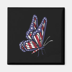Aimant Drapeau américain américain Papillon Jour du souve
