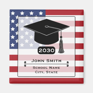 Aimant Drapeau américain année de remise des diplômes USA