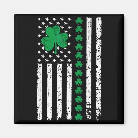 Aimant Drapeau américain avec trèfles pour la st patrick (Devant)