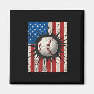 Aimant Drapeau Américain Baseball 4 Juillet Usa Patriotiq
