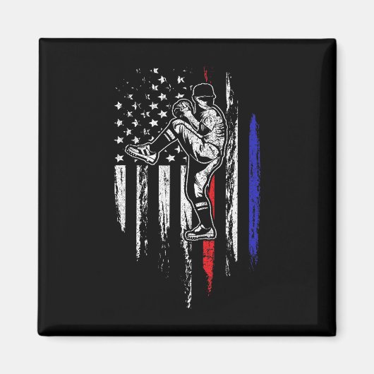 Aimant Drapeau Américain Baseball Lanceur Usa Lancement 4 (Devant)