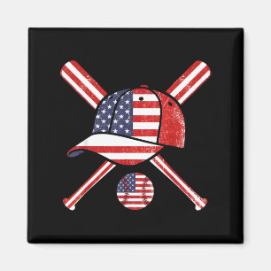 Aimant Drapeau américain Baseball Lax Casquette Batte Spo