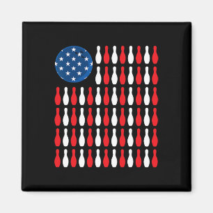 Aimant Drapeau Américain - Bowler Et Bowling Patriotique