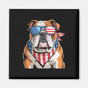 Aimant Drapeau Américain Bulldog Patriotique 4 Juillet 20