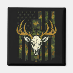 Aimant Drapeau américain camouflage crâne d'élan chasse d