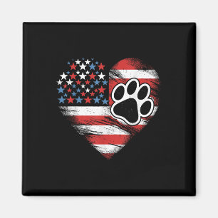Aimant Drapeau Américain Chien Et Chat Paw Patriotique 4