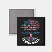 Aimant Drapeau américain Croissance coréenne Racines USA  (Recto/Verso)