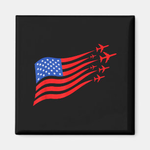 Aimant Drapeau américain d'avion patriotique minimal Usa