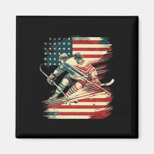 Aimant Drapeau américain de hockey patriotique États-Unis
