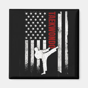 Aimant Drapeau américain en détresse Taekwondo Usa Patrio