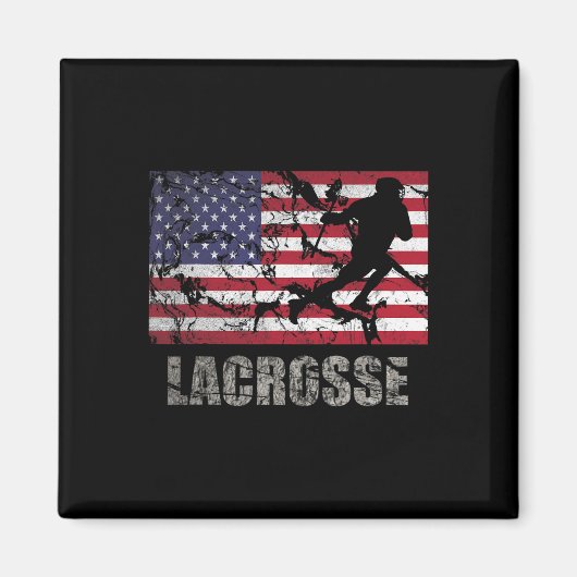 Aimant Drapeau américain Lacrosse Drapeau américain Drape (Devant)