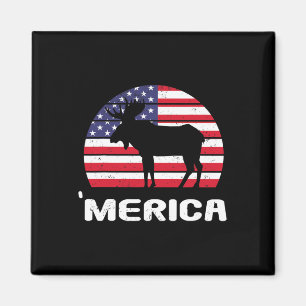 Aimant Drapeau américain Merica Moose Usa Patriotique Ind