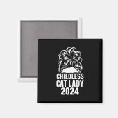 Aimant Drapeau américain Messy Bun 2024 Enfant Cat Lady (Recto/Verso)