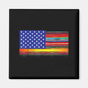 Aimant Drapeau américain mexicano-américain serape cinco