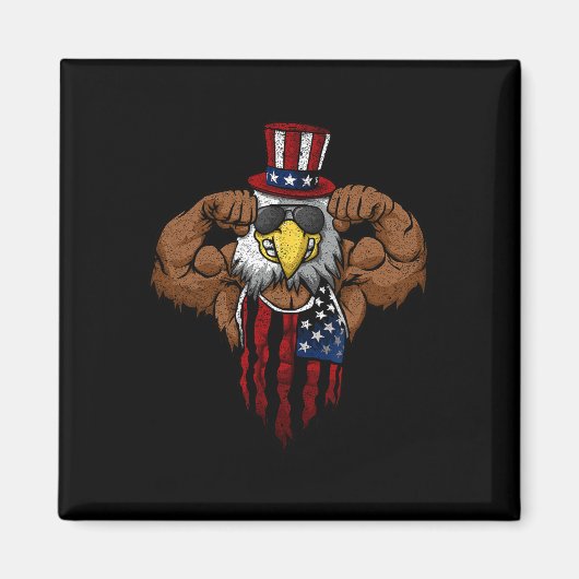 Aimant Drapeau Américain Oncle Musclé Squat Dabbing Flexi (Devant)