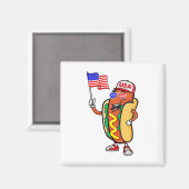 Aimant Drapeau Américain Patriotique Hot Dog Usa Funny 4e (Recto/Verso)