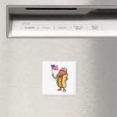 Aimant Drapeau Américain Patriotique Hot Dog Usa Funny 4e (In Situ (Lave-vaisselle))