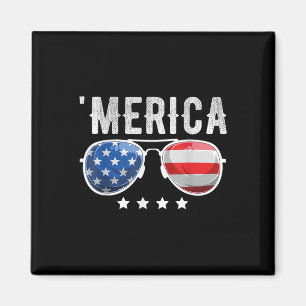 Aimant Drapeau américain patriotique Sungles 4 juillet Me