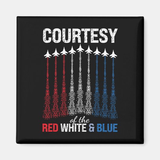 Aimant Drapeau américain rouge blanc bleu de jets de comb (Devant)