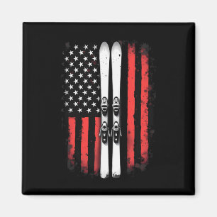 Aimant Drapeau américain Ski alpin