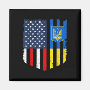 Aimant Drapeau Américain Ukrainien Ukraine États-Unis Amé