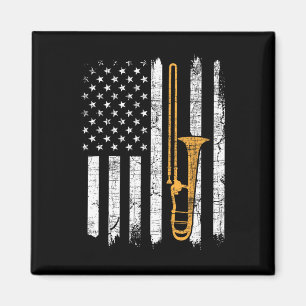 Aimant Drapeau américain Usa Trombone - Tromboniste Amour