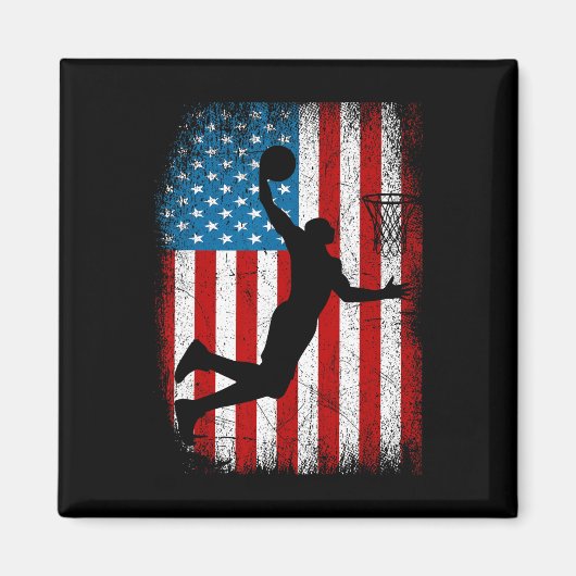 Aimant Drapeau américain Vintage Basketball 4e de (Devant)